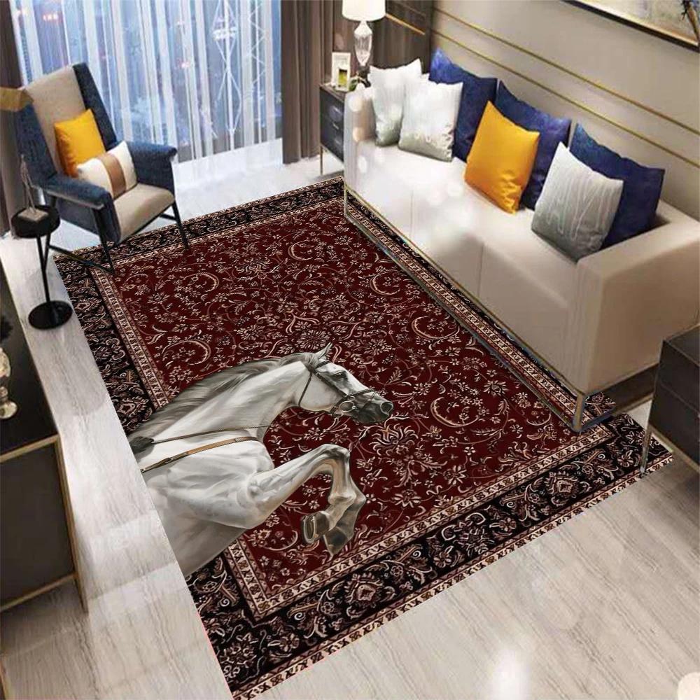 Retro Persian Style Deer Animal Carpet Living Room Sofa Bedroom Kitchen Entrance Door Mat Non-Slip Home Decoration Rug