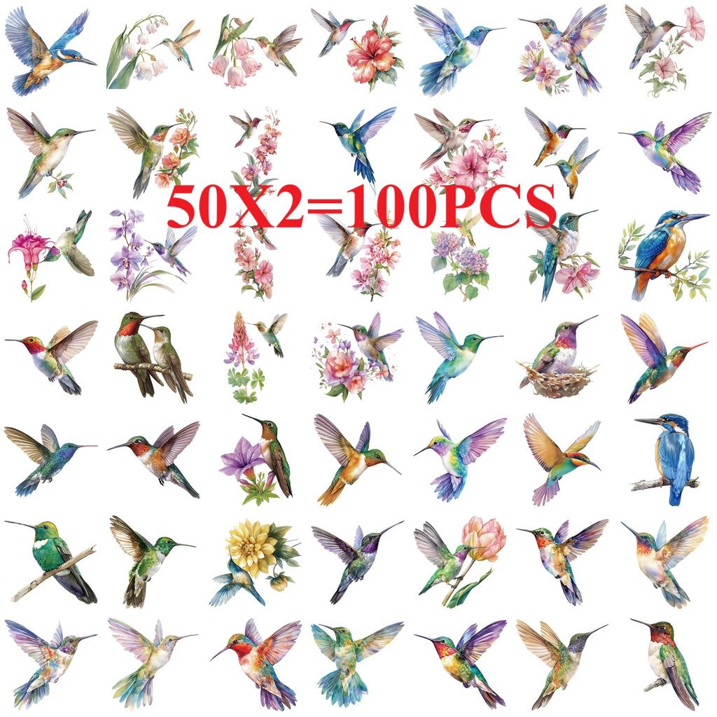 50PCS Hummingbird Stickers Waterproof Creative DIY Phone Skateboard Fashion Dormitory Nostalgic Decals