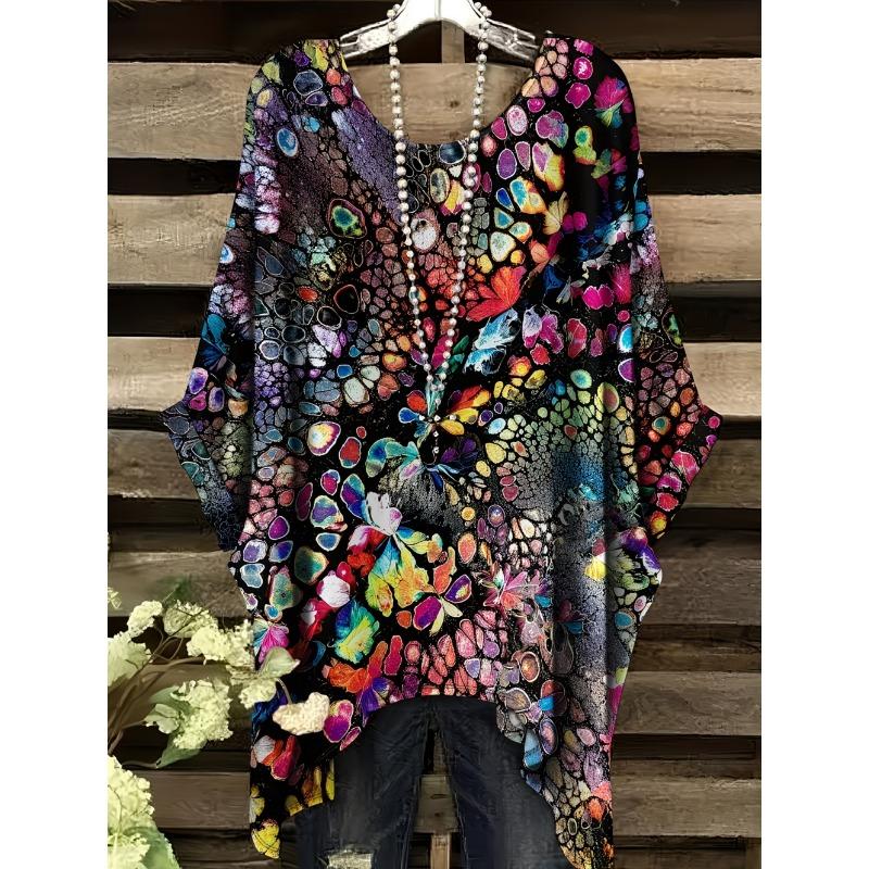 Bohemian Floral Graphic Vintage Women's Bohemian Floral 3D Print T-Shirt Short Sleeve Round Neck Casual Vibrant