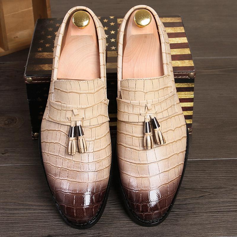 Moda Męskie Buty Moda Oddychające Skórzane Buty Casual Oddychające Gruba Podeszwa Mokasyny Z Frędzlami Mokasyny Buty na Wesele