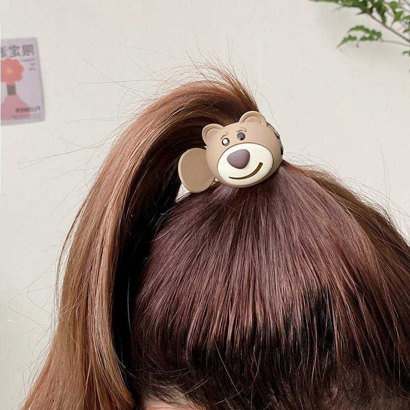 New Frosted Cartoon Bear Grab Hair Clips Women High Ponytail Fixed Artifact Hairpin Cute Mini Cawl Clip Girls Hair Accessories