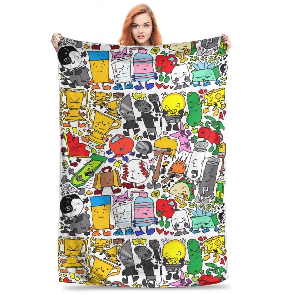 Inanimate Insanity Cartoon Blanket All Characters Plush Vintage Soft Throw Blanket Chair Covering Sofa All Season Bedroom