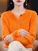Women's Round Neck Knit Cardigan - Korean Style Loose Sweater, Garter Stitch Outerwear for Spring and Autumn
