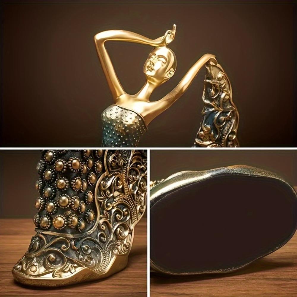 1Pcs Vintage Resin Peacock Dancer Statue, Handmade Craft, Home Decor For Wedding Room Living Room, Christmas Holiday Gift