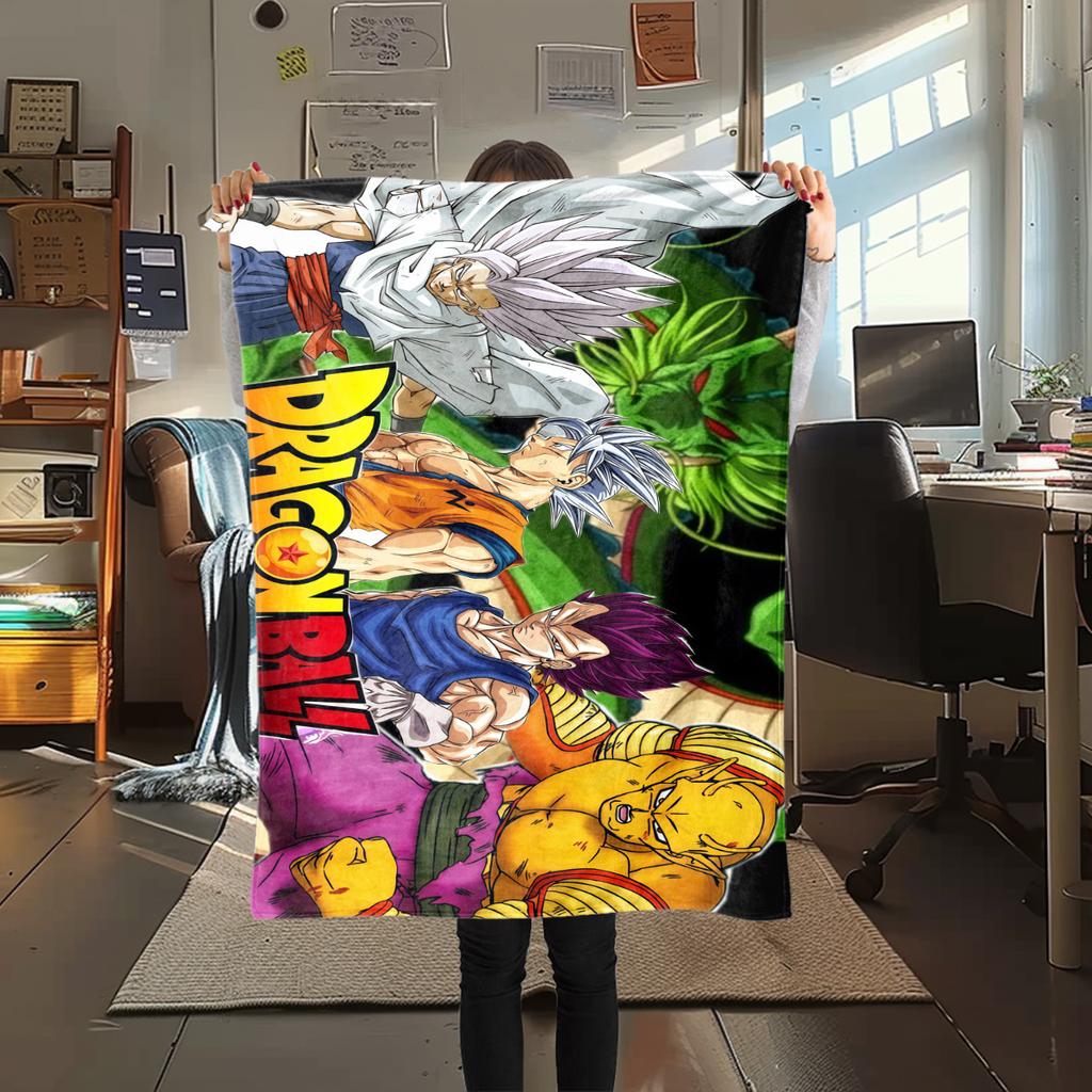 1PC Son Goku Print Flannel Blanket, High quality All Seasons, Home Decor, Warmth and Comfort, Perfect for Christmas Gifts