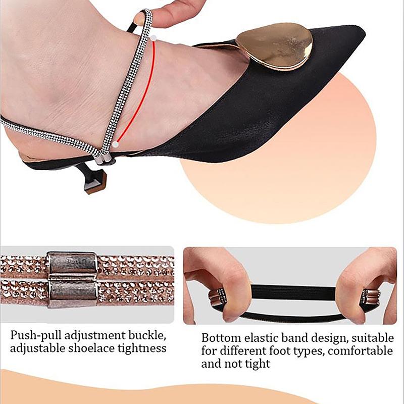 1 Pair Women Shoeslaces For High Heels Shoes Decoration Buckle Lazy Shoelaces Elastic Band Anti Falling Heel Non-Slip Belt Strap