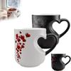 Creative Ceramic Color Changing Mug Heart-Shaped 11oz Coffee Cup Thermochromic Reveal Tea Cup for Home&Office