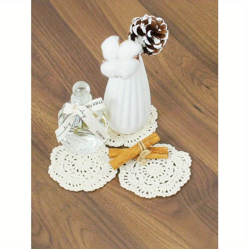 Woven Hollow Out Coaster, Modern Polyester Drink Coaster For Home, Solid Color Coasters For Insulation, Kitchen, Dining Room, Bedroom