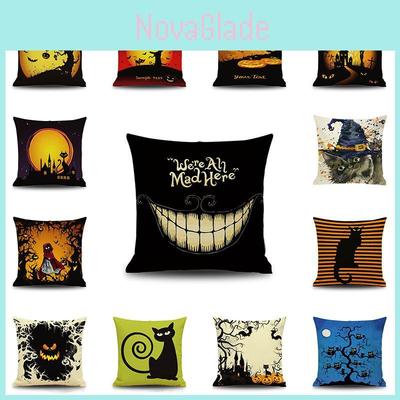 Elegant Cotton Linen Halloween Pumpkin Pillow Case For Home And Car Decor