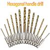 Drill Bit HSS Hexagonal Set Metal Titanium Plating