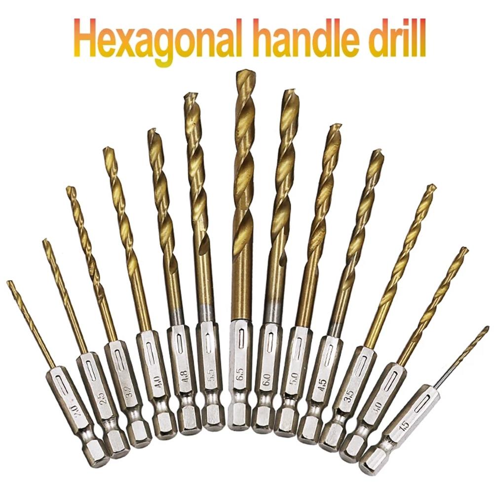 Drill Bit HSS Hexagonal Set Metal Titanium Plating