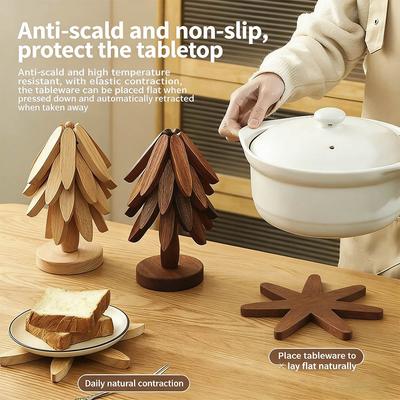 Creative Wooden Heat Resistant Pad Table Mat One Tree Hand Protection Pot Holder Cup Coaster Dining Table Decorative Accories