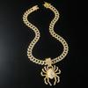 Three-dimensional Big Spider Diamond-encrusted Cuban Chain Pendant, European and American Punk Trend Hip-hop Hip-hop Accessories, Men's Necklace