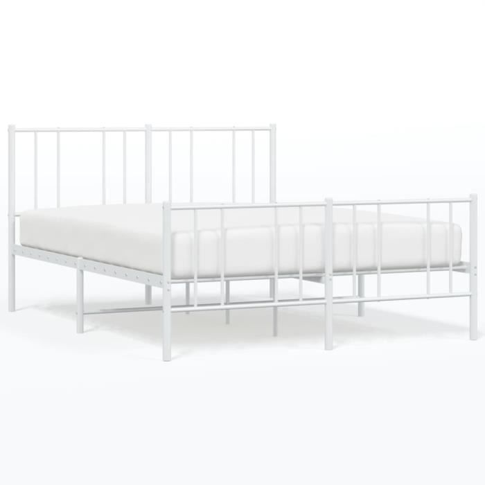 VidaXL Cadre de lit métal avec tête de lit-pied de lit blanc 140x190cm 352547