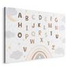 Image - Letters Above the Rainbow - Letters Amidst Rain Showers and Clouds With a Rainbow Moon and Stars On a Light Background/Letters In Muted Colors