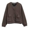 DIMANAF New 2025 Women Jacket Short Coat Solid Buttons Full Sleeve Autumn Basic Tops T-Shirt New Pullover