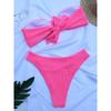 Women's High Waist Plus Size Swimsuit Bikini Color Splicing Pleated Split Two Piece Swimsuit