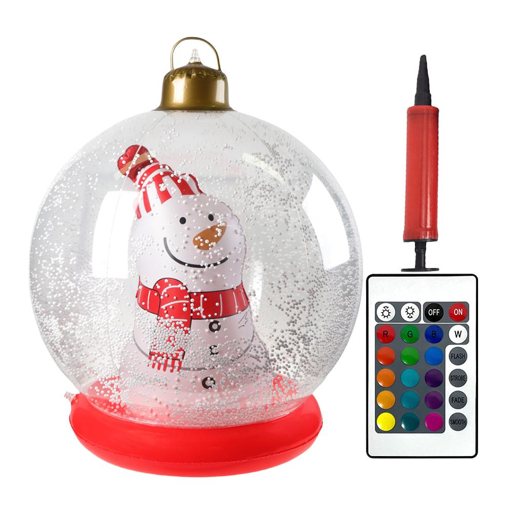 60cm PVC Inflatable Christmas Ball Giant Inflatable Christmas Balls with Lights Remote Control Xmas Decoration Yard Party Decor