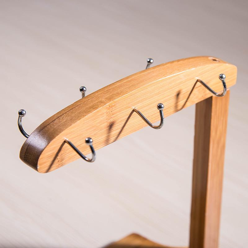 Tassenhalter Tassenständer - Bambus Kaffeetassenständer Heimaufbewahrung Kreativer Teebecher- und Untertassen-Präsentationsorganisator - Fassungsvermögen für 6 Tassen