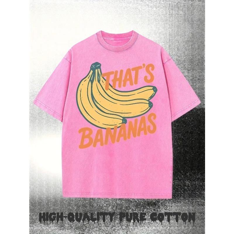 

European size Men s Vintage That s Bananas Funny T-Shirt Cotton Loose Fit Distressed Tee with Retro Design, Casual Tees for Round Wear 5XL