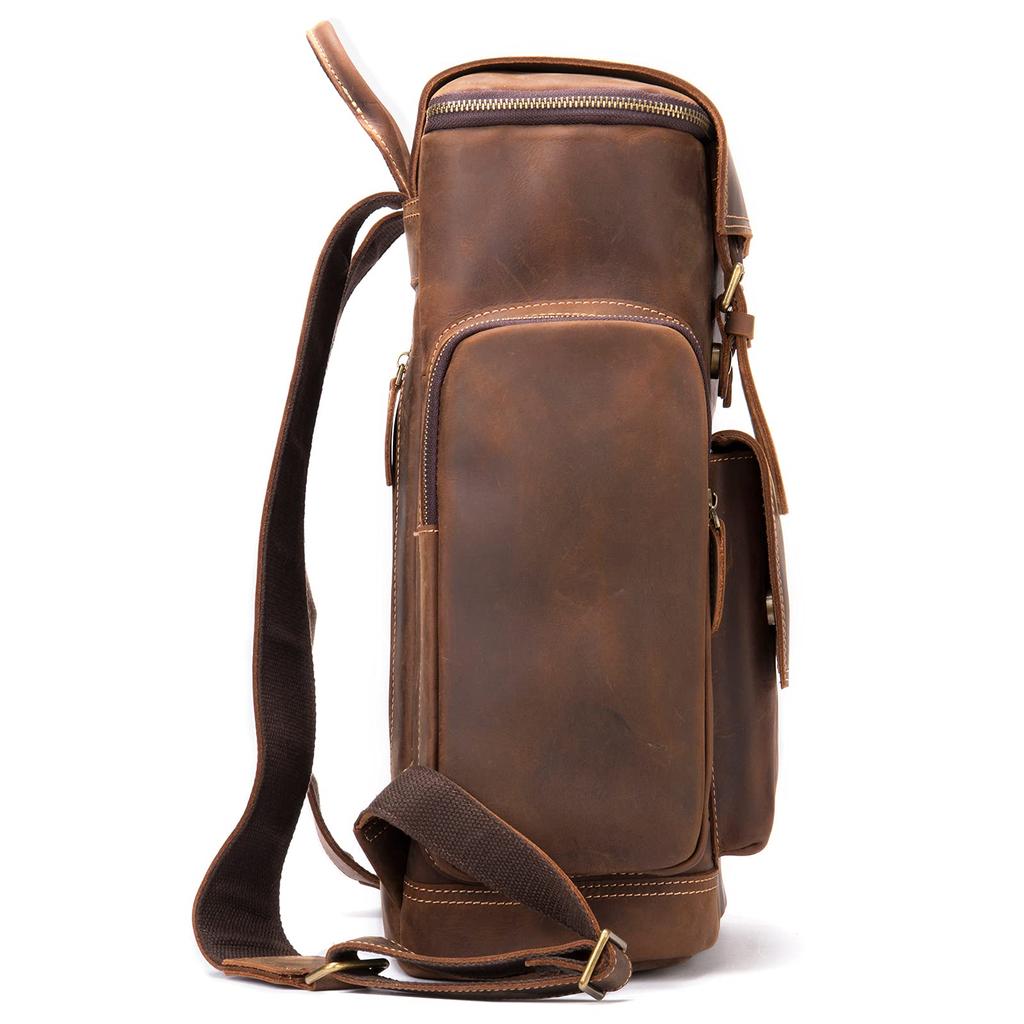 Luufan Genuine Leather Backpack for Men, Large Capacity Business Backpack, Fits 17-inch Laptops, A4B4 File Storage, Durable Cowhide Leather Daypack
