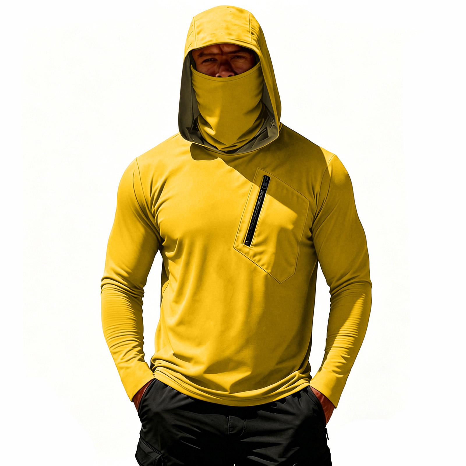 

Men s Casual Hooded Long Sleeve Sunscreen Top XL жовтий