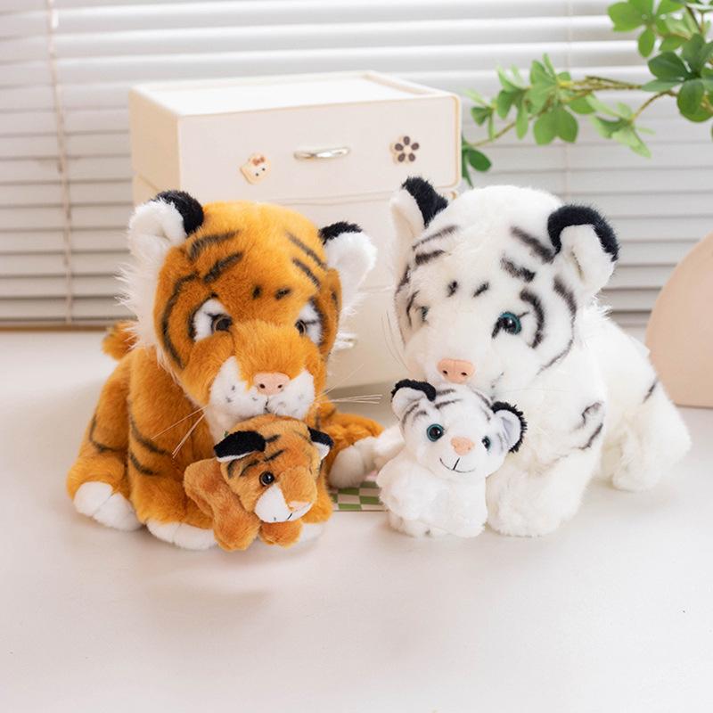 Cute Simulation Mother And Son Tiger Doll Plush Toy White Tiger Siberian Tiger Doll Children Soothing Rag Doll