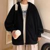 Men's Lambswool Hooded Sweatshirt - Thick Warm Loose Fit Cardigan, Plus Size, Autumn/Winter.