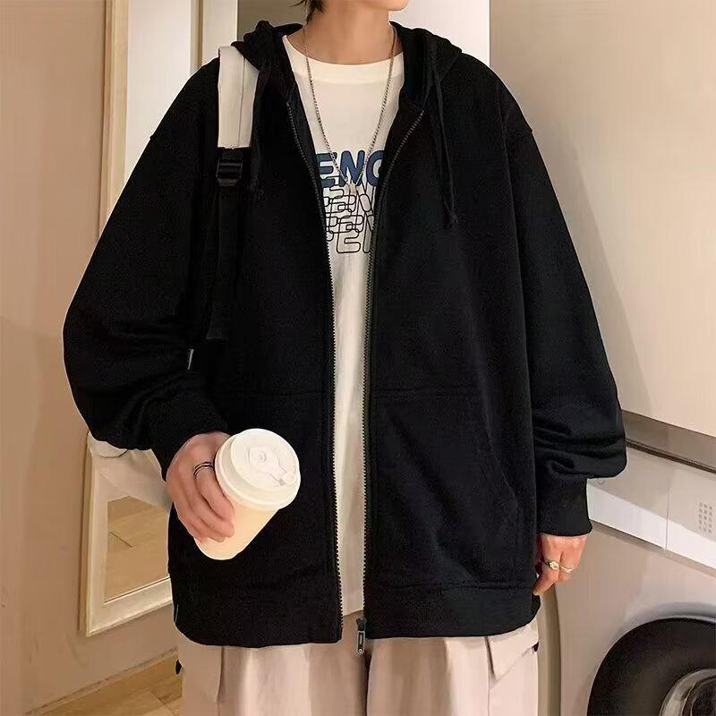 Men's Lambswool Hooded Sweatshirt - Thick Warm Loose Fit Cardigan, Plus Size, Autumn/Winter.