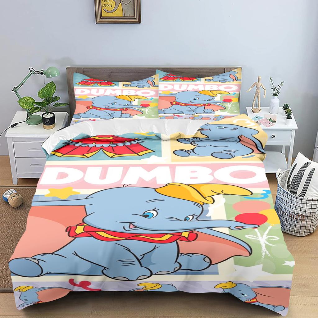 Dumbo Comforte Bedroom Printed Cartoon Quilt Cover Bedding Set With Pillowcase Suitable For Children And Adults