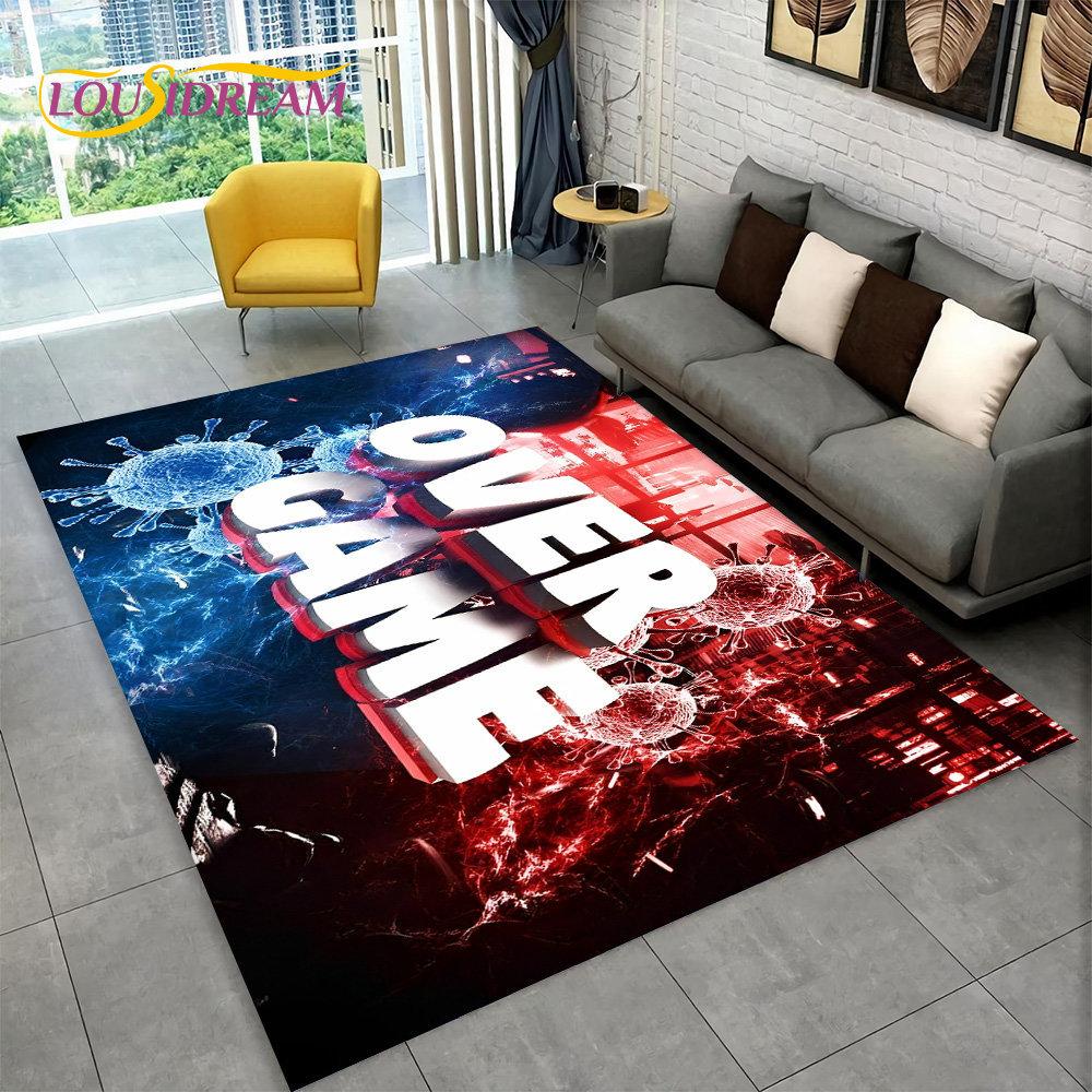 Tappeto a Pelo Corto Cartoon 3D Area Rug Giocatore Game Over, Tappeto per Soggiorno Camera da Letto Divano Sala Giochi Zerbino Decorazione, Tappetino Antiscivolo per Gioco Bambini