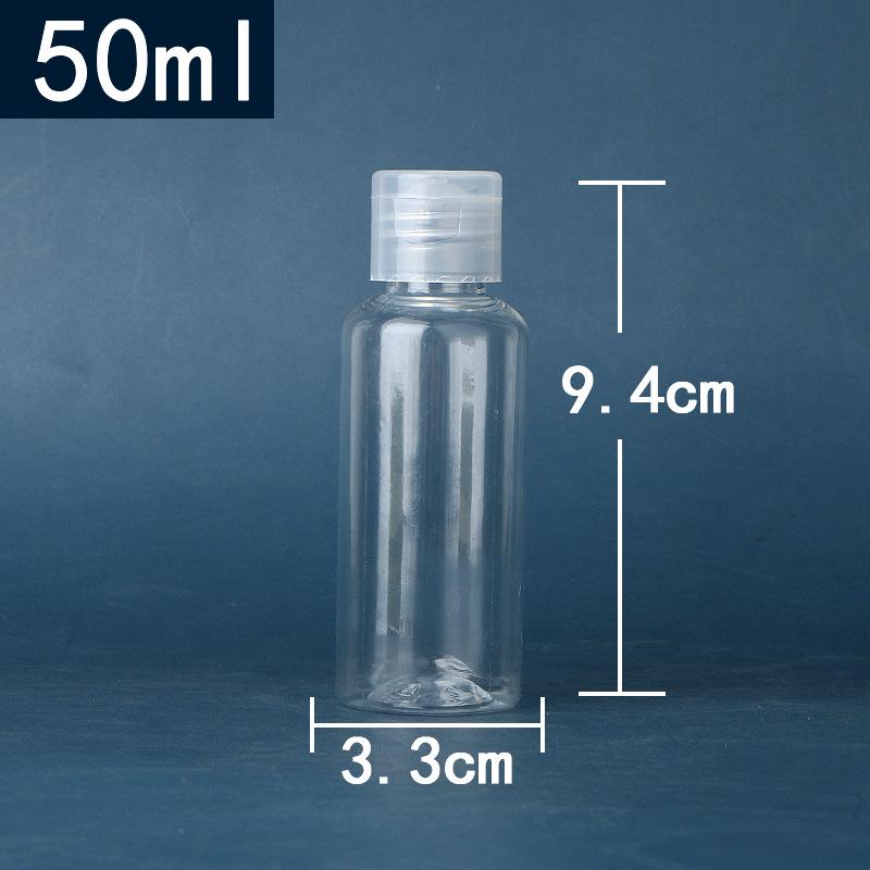 Transparent PET Plastic Flip-Top Bottle, 10/30/50/100 ml, Butterfly Cap for Lotion/Cosmetic Packaging.