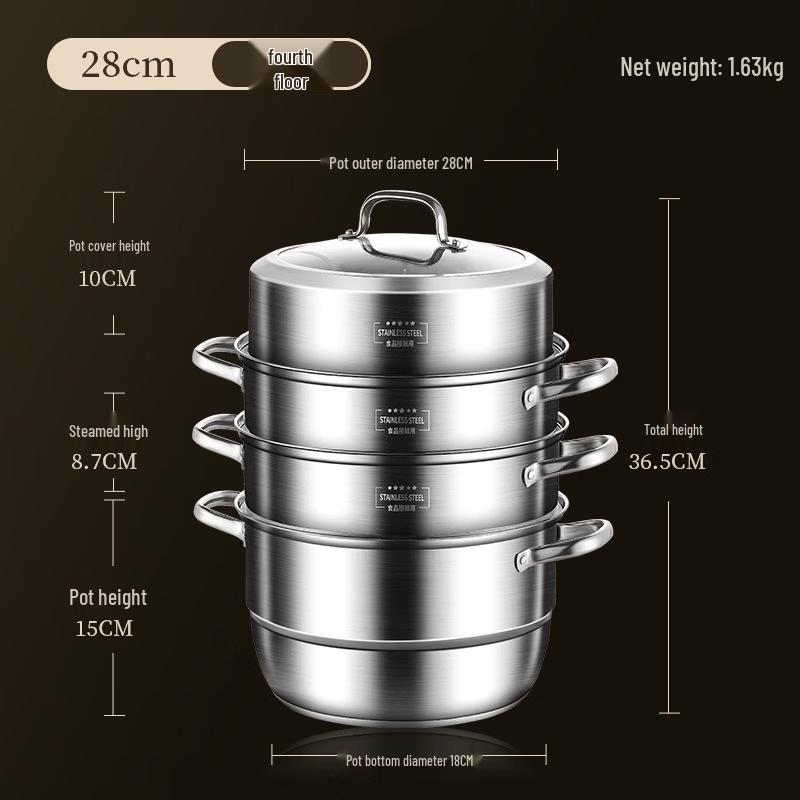 

ZISIZ 28cm 2-Layer Stainless Steel Steamer