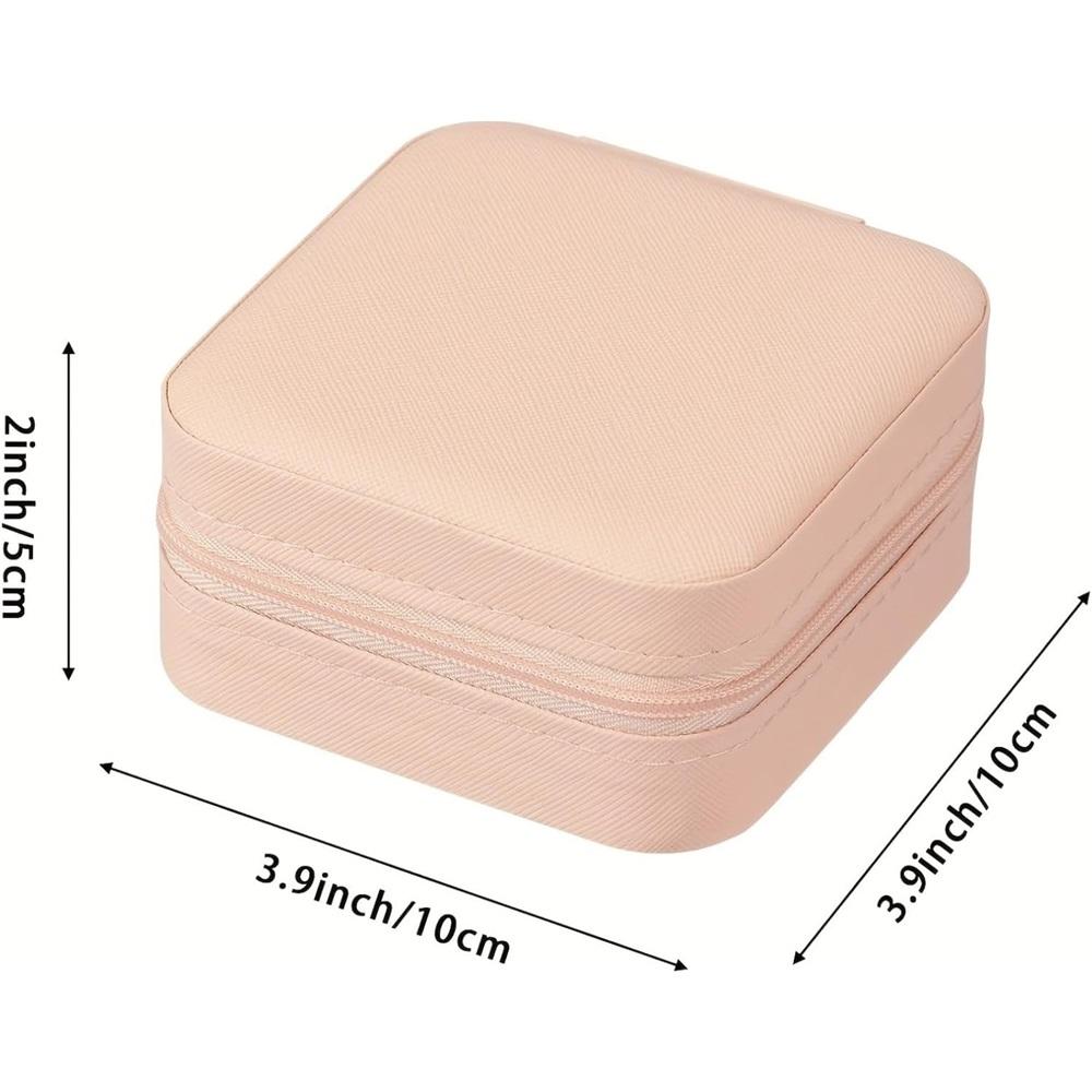 

Small PU Leather Jewelry Box, Portable Travel Case For Rings, Pendants, Earrings, Necklaces, Bracelets, Jewelry Organizer, Storage Boxes - White рожевий