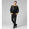 Stylish Soft Lambskin Leather Biker Men's Handmade Black and Yellow Denim Jacket