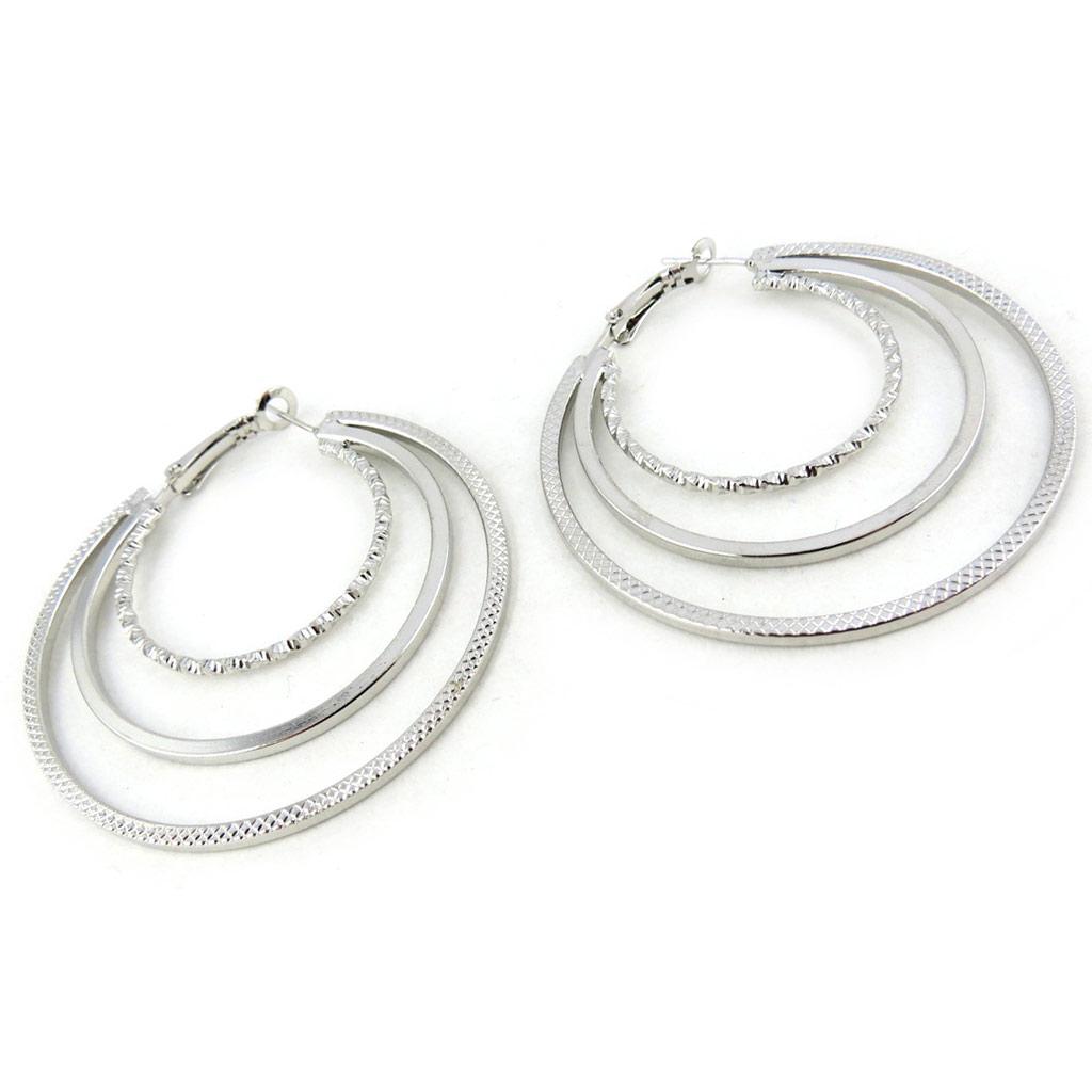 Les Trésors De Lily [N1098] - Silver 'Choréographie' Hoop Earrings Ø 50 Mm