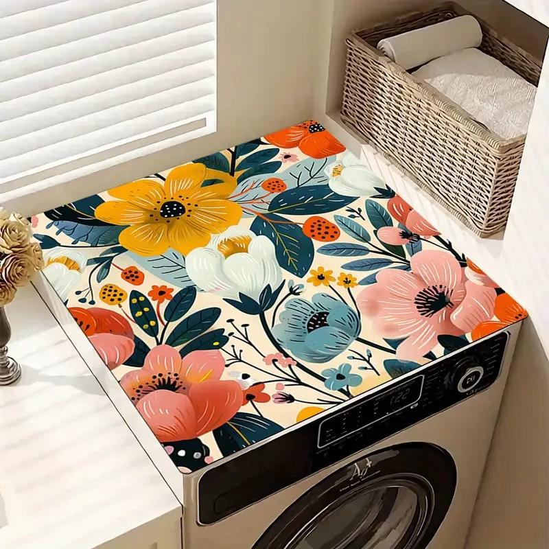 Versatile Floral Dish Drying Mat Soft, Non-Slip & Super Absorbent | Perfect for Coffee Machines, Pets & Countertop Decor