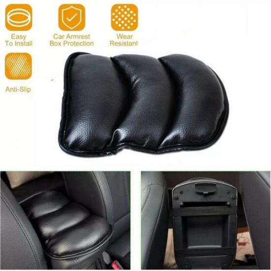 Black Car Armrest Pad Cover Auto Center Console Box PU Leather Auto Cushion Mat