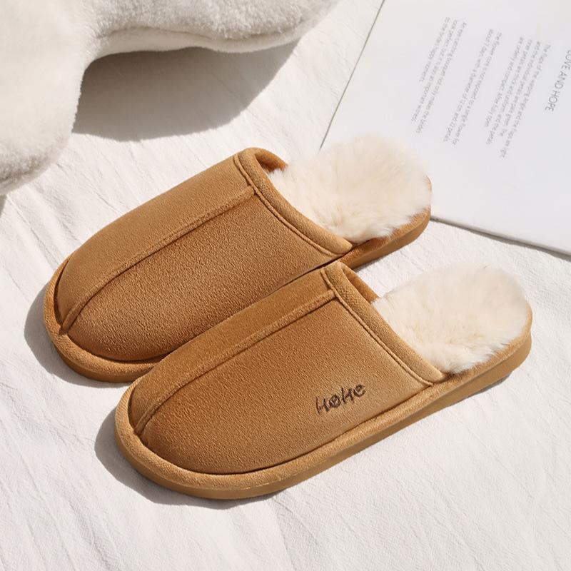 Winter wear non-slip fluffy slippers cotton mop thickened warm indoor cotton slippers