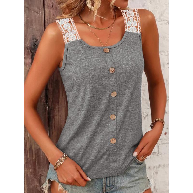 

DAFIFY Женские модные летние повседневные футболки и топы без рукавов с U-образным вырезом XXXL серый