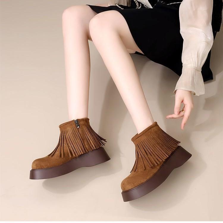 Fashion and Comfortable Boots, New Velvet Martin Boots In Autumn and Winter 2025, Women's Muffin Bottom Suede Temperament Versatile Short Boots