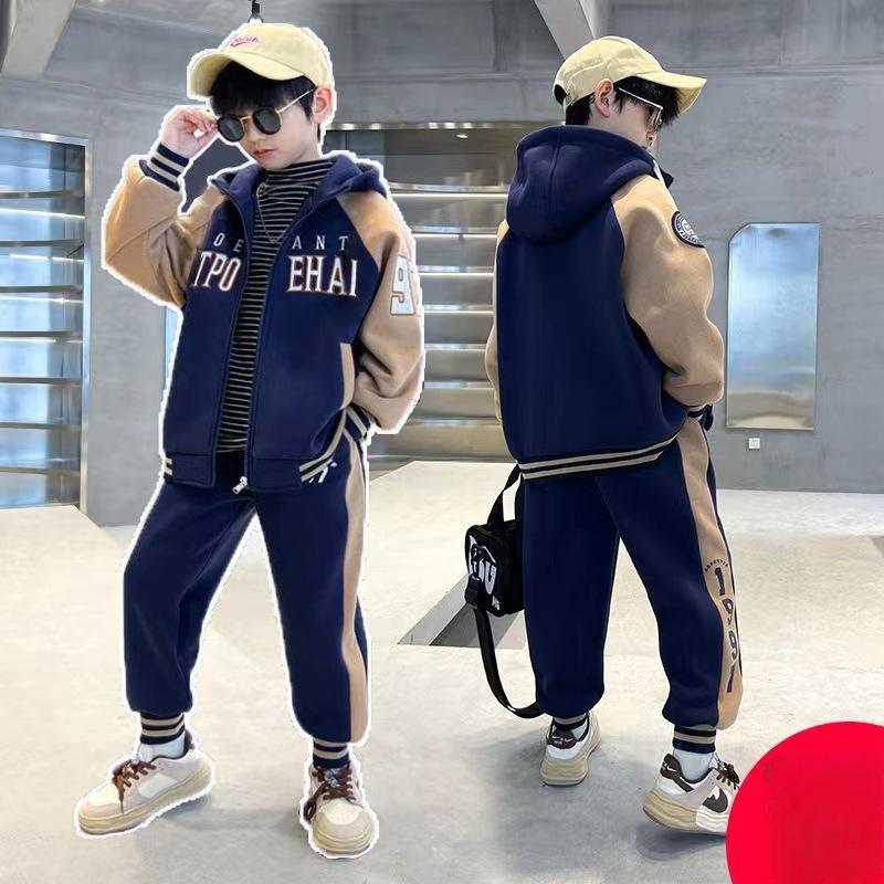 Boys' Fleece Suit 2025 Winter Children's Thick Casual Pants Coat