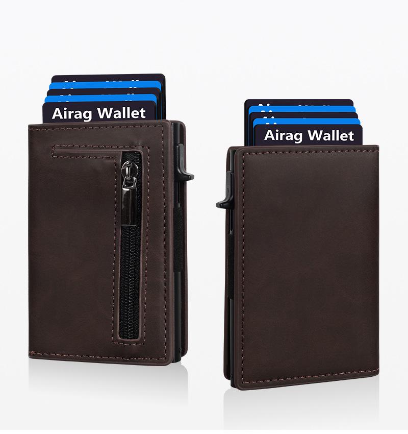 

Large Capacity Anti-Magnetic Wallet: Multi-Card Slots, ID Holder for Men & Women кофейный