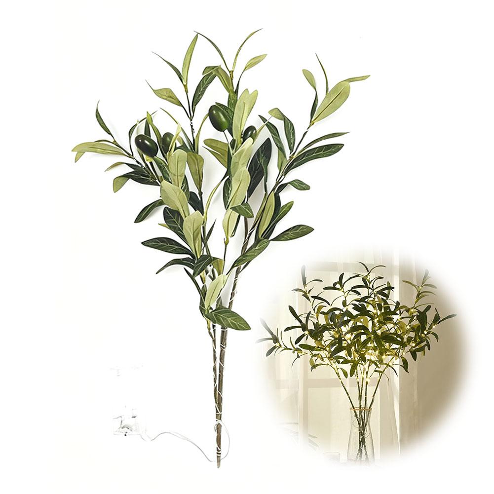 

Olive Branches for Vases, Lighted Olive Tree Branches with Battery Powered Waterproof Artificial Greenery Olive Branch for Decor зелёный