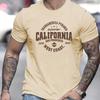 Summer New California West Coast Print T-shirt For Men Short Sleeve O-neck Cotton Tees Daily Casual Clothes Oversized Unisex Top