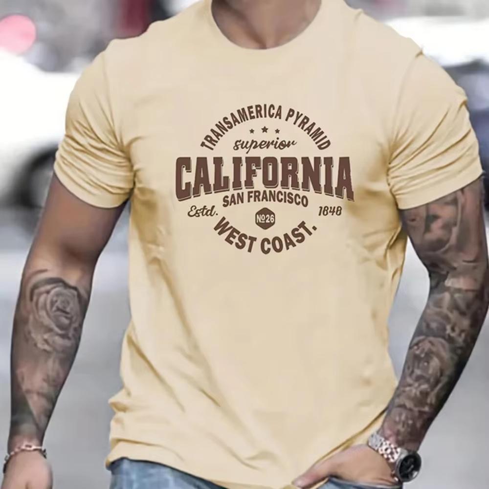Summer New California West Coast Print T-shirt For Men Short Sleeve O-neck Cotton Tees Daily Casual Clothes Oversized Unisex Top