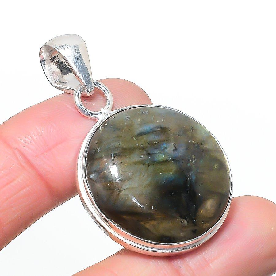 Natural Labradorite Gemastone 925 Sterling Silver Jewelry Pendant 1.89 AP-14539