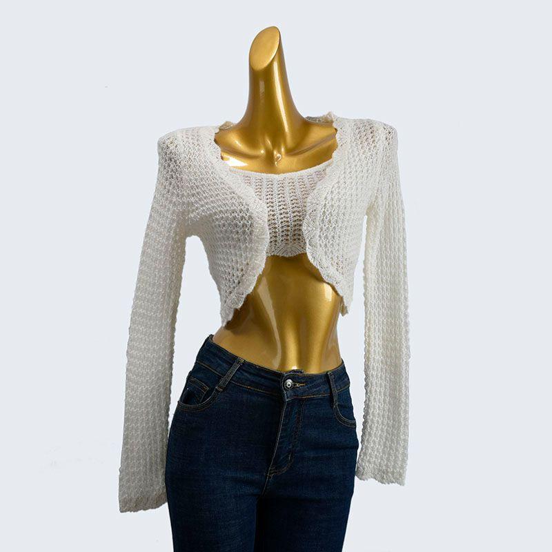 

Early Autumn Cut Out Knitting Mohair Short Slim-Fit Short Long Sleeve Outer Wear + Spaghetti Straps Chest Wrap Two-piece Set Pack White All yards