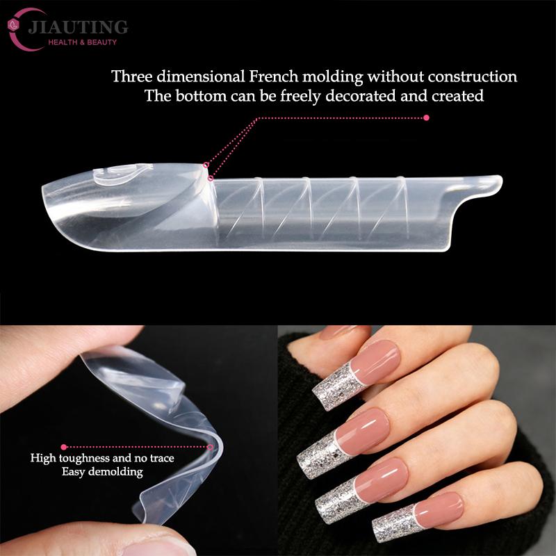 30/60/70/150Pcs Space Hollow French Crystal Extension 3D With Scale Nail Dual Forms Nail Mold Reusable UV Glue Nail Extension