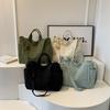 High Quality Solid Color Corduroy Zipper Sweet Shoulder Bags for Women 2026 Large Capacity Casual Ladies Tote Bags